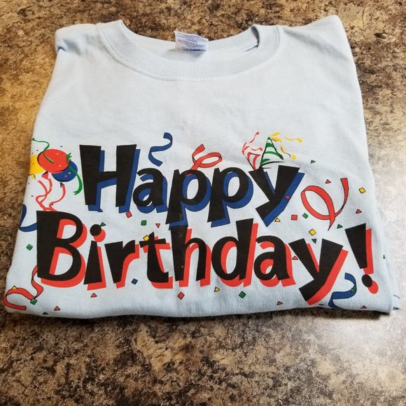 ❤️🛍️Super Closet Clear NWOT "Happy Birthday" 80 EH? Unisex T Shirt Size L❤️🛍️ - Picture 9 of 9